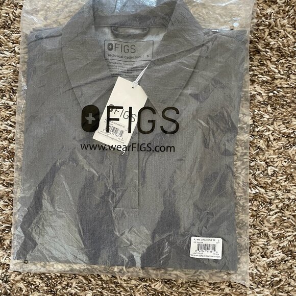 NWT FIGS NALA LONG SLEEVE SCRUB POLO--GRAPHITE GREY--SIZE SMALL--IN PACKAGING - Picture 7 of 10